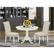 Pemberly Row 3-Piece Wood Dining Set in Linen White and Light Beige