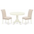 Pemberly Row 3-Piece Wood Dining Set in Linen White and Light Beige