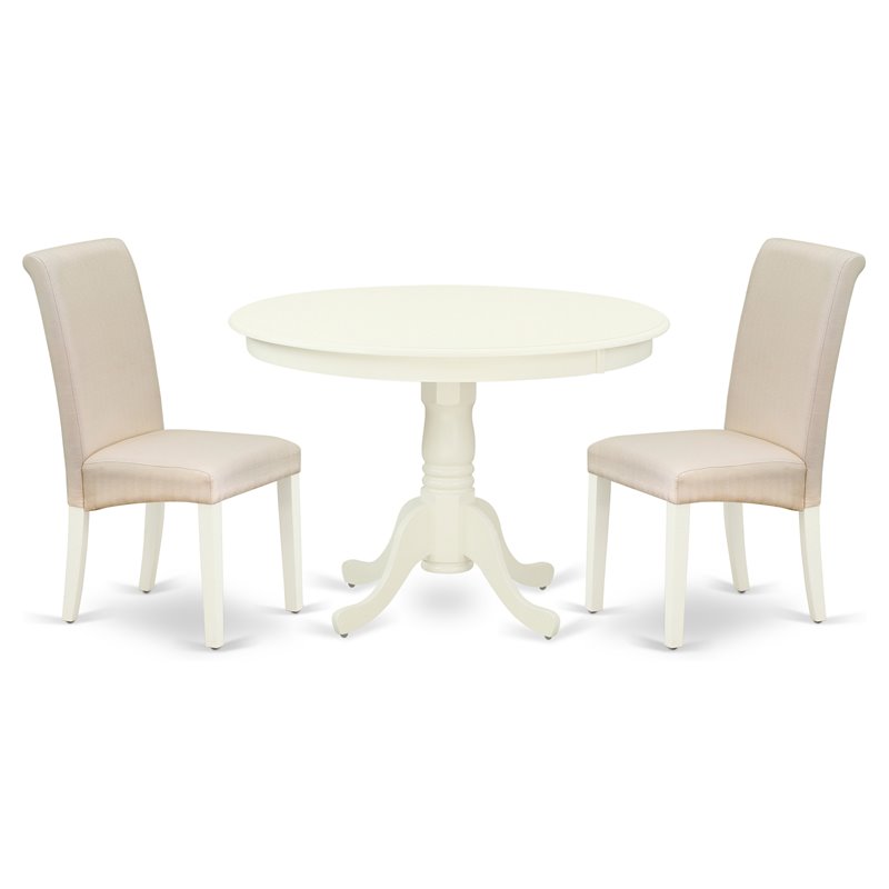 Pemberly Row 3-Piece Wood Dining Set in Linen White and Cream