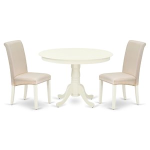 Pemberly Row 3-Piece Wood Dining Set in Linen White and Cream