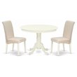 Pemberly Row 3-Piece Wood Dining Set in Linen White and Cream