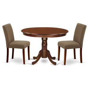 Pemberly Row 3-Piece Dining Set with Fabric Seat in Mahogany Wood Finish