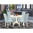 Pemberly Row 5-Piece Wood Dining Set in Linen White/Baby Blue