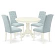 Pemberly Row 5-Piece Wood Dining Set in Linen White/Baby Blue
