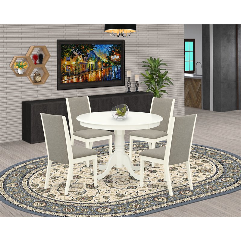 Pemberly Row 5-Piece Wood Dining Room Set in Linen White/Shitake