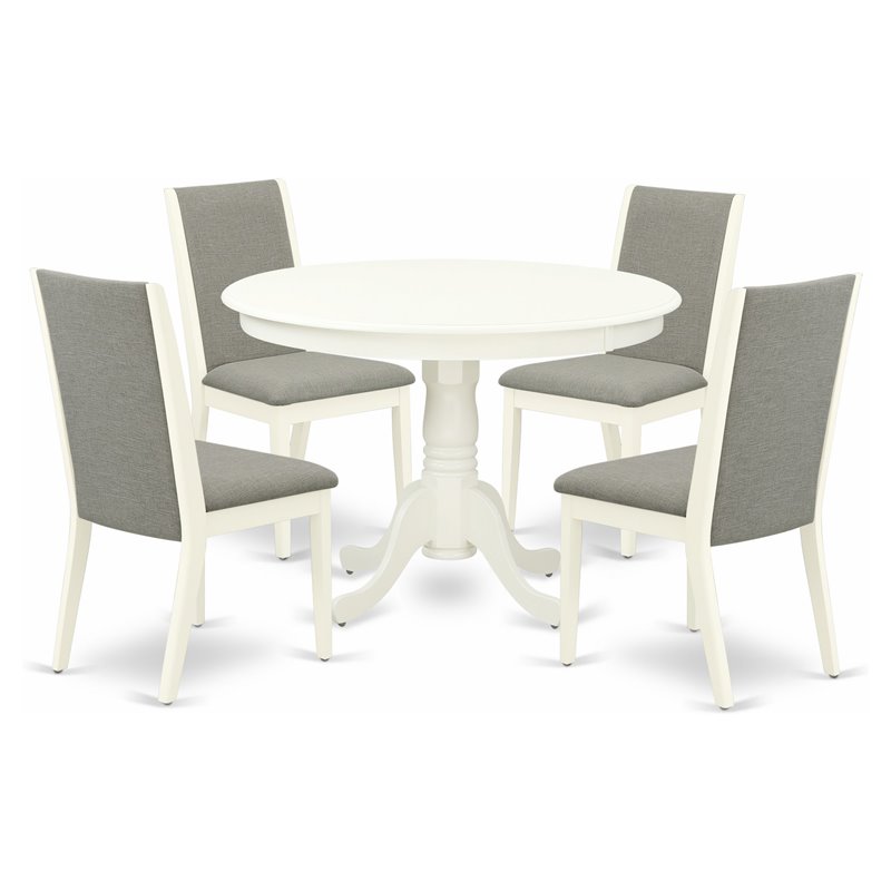 Pemberly Row 5-Piece Wood Dining Room Set in Linen White/Shitake