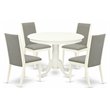 Pemberly Row 5-Piece Wood Dining Room Set in Linen White/Shitake