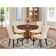 Pemberly Row 5-Piece Wood Dining Set in Mahogany/Light Beige