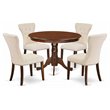 Pemberly Row 5-Piece Wood Dining Set in Mahogany/Light Beige