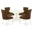 Pemberly Row 5-Piece Wood Dining Set in Linen White/Dark Coffee
