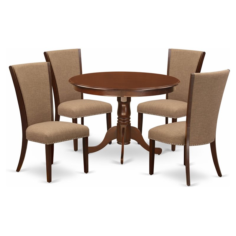 Pemberly Row 5-Pc Wooden Dining Set with Mahogany Finish