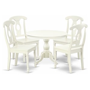 Pemberly Row 5-Piece Wood Dining Set with Napoleon Back Chairs in White