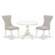 Pemberly Row 3-Piece Wood Dining Set in Linen White and Doeskin
