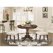 Pemberly Row 3-Piece Wood Dining Set in Mahogany and Light Beige