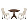 Pemberly Row 3-Piece Wood Dining Set in Mahogany and Light Beige