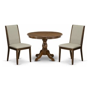 Pemberly Row 3-Piece Wood Dining Set in Acacia Walnut and Gray