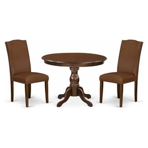 Pemberly Row 3-Piece Wood Dining Set with High Back in Mahogany