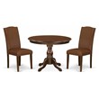 Pemberly Row 3-Piece Wood Dining Set with High Back in Mahogany