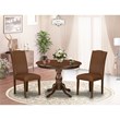 Pemberly Row 3-Piece Wood Dining Set with High Back in Mahogany