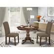 Pemberly Row 3-Piece Dining Set in Mahogany with Dark Coffee Linen