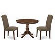 Pemberly Row 3-Piece Dining Set in Mahogany with Dark Coffee Linen