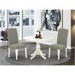 Pemberly Row 3-Piece Wood Dining Set in Linen White with Dark Shitake