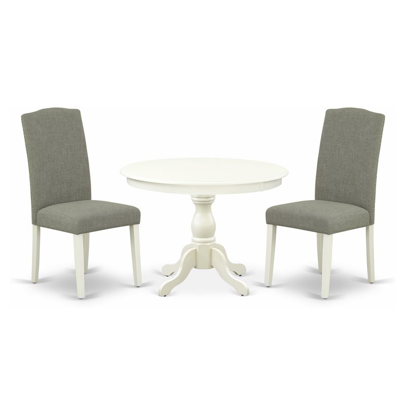 Pemberly Row 3-Piece Wood Dining Set in Linen White with Dark Shitake