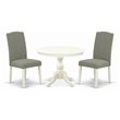 Pemberly Row 3-Piece Wood Dining Set in Linen White with Dark Shitake