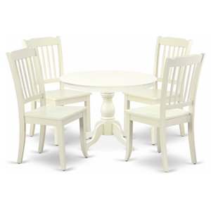 Pemberly Row 5-Piece Wood Dining Set with Slatted Back in Linen White