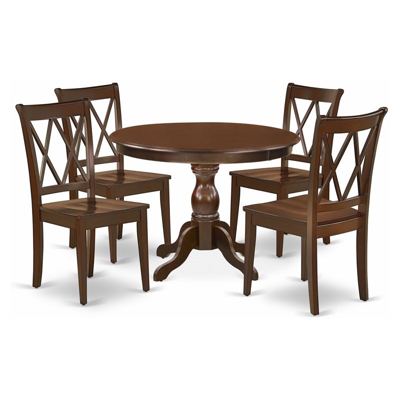 Pemberly Row 5-Piece Wood Dining Room Set in Rich Mahogany Finish