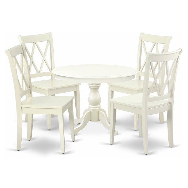 Pemberly Row 5-Piece Wood Dining Room Set in Linen White Finish