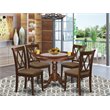 Pemberly Row 5-Piece Wood Table Set with Linen Seats in Mahogany Finish