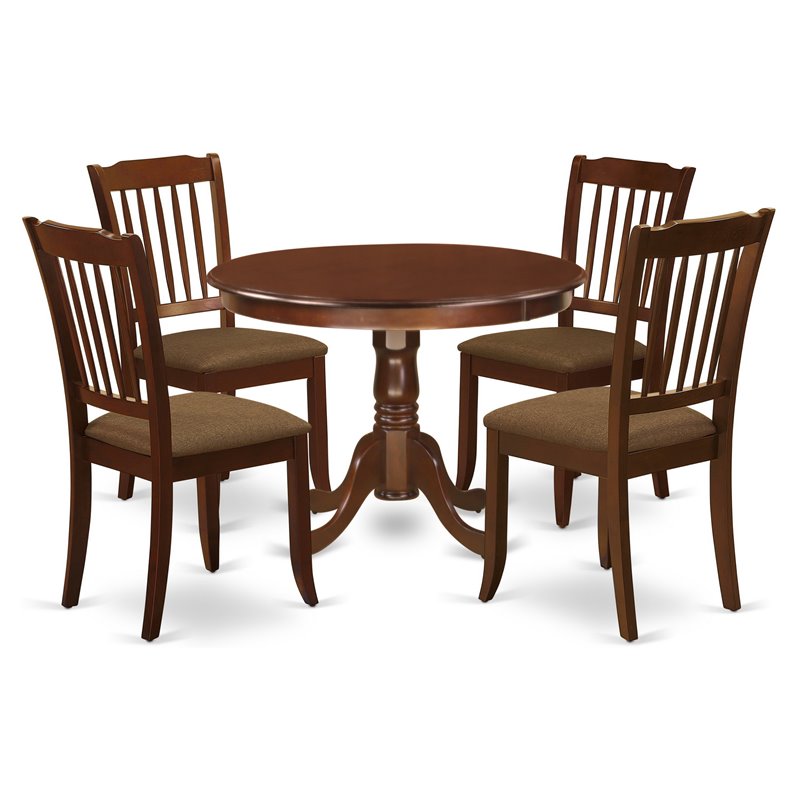 Pemberly Row 5-Piece Wood Dining Room Set with Upholstered Seats in Mahogany