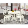 Pemberly Row 5-Piece Wood Dining Set with Round Table in Linen White