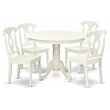 Pemberly Row 5-Piece Wood Dining Set with Round Table in Linen White