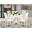 Pemberly Row 5-Piece Dining Set with Wood Seats in Linen White Finish