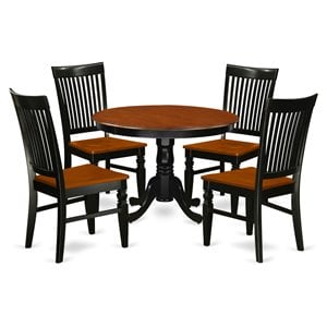 Pemberly Row 5-Piece Dining Set in Black and Cherry Solid Wood
