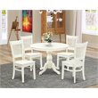 Pemberly Row 5-Piece Dining Set with Round Table in Linen White