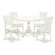 Pemberly Row 5-Piece Dining Set with Round Table in Linen White