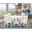 Pemberly Row 5-Piece Wood Dining Set with Slat Back in Linen White
