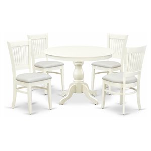 Pemberly Row 5-Piece Wood Dining Set with Slat Back in Linen White