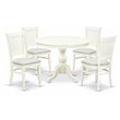 Pemberly Row 5-Piece Wood Dining Set with Slat Back in Linen White