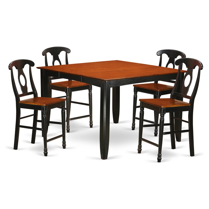 Pemberly Row 5-Piece Counter Height Dining Table Set in Black/Cherry