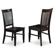 Pemberly Row Round Wood Table with 2 Slatted Linen Fabric Chairs in Black