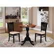 Pemberly Row Wood Dining Table with 2 Slatted Back Chairs in Black