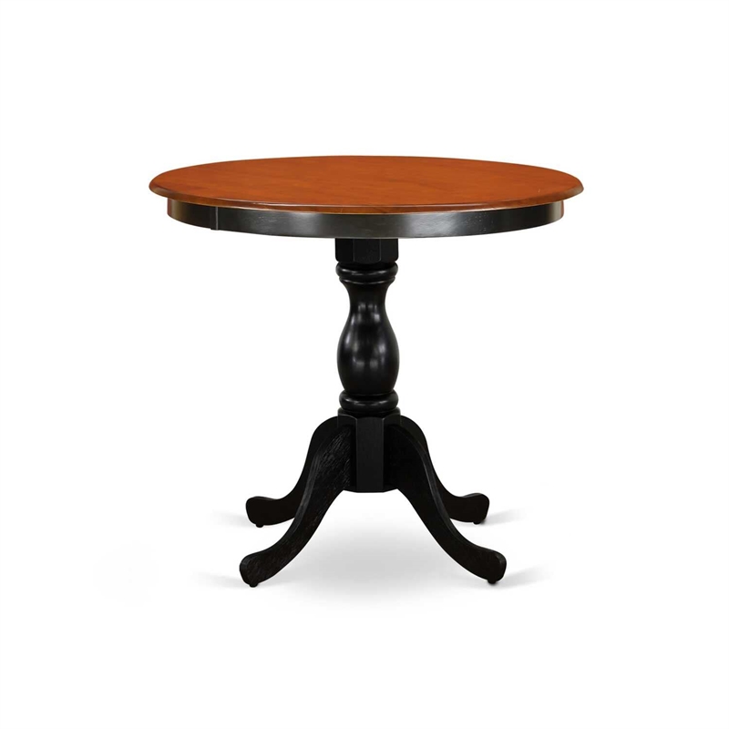 Pemberly Row Wood Dining Table with 2 Slatted Back Chairs in Black