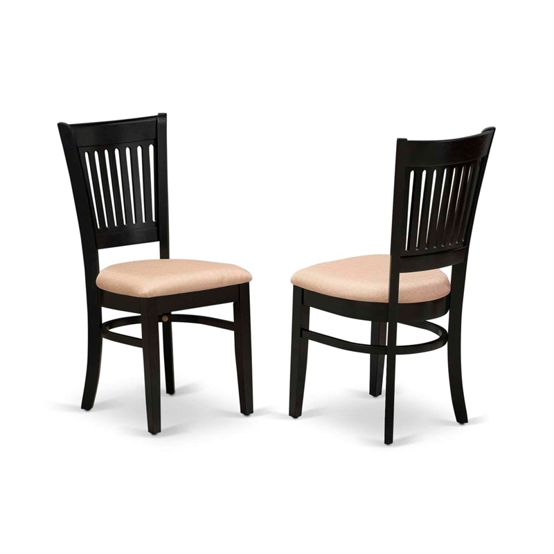 Pemberly Row Wood Dining Table with 2 Slatted Back Chairs in Black