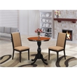 Pemberly Row Round Dining Table with 2 Linen Fabric Chairs in Black