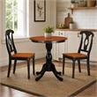 Pemberly Row Round Wood Dining Table with 2 Chairs in Black Finish