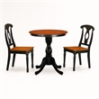 Pemberly Row Round Wood Dining Table with 2 Chairs in Black Finish